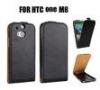 Soft Genuine Leather Phone Case , Flip HTC One M8 Black Phone Covers