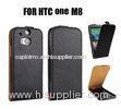 Soft Genuine Leather Phone Case , Flip HTC One M8 Black Phone Covers