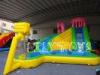 Yellow Commercial Kids Inflatable Sport Game Water Slide Lilytoys With Plato PVC