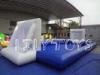 blue inflatable football sport court Bouncer OEM for with water , EN15649