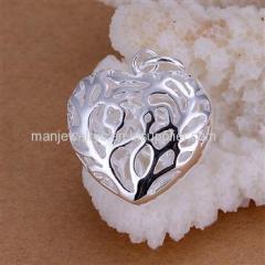 CHCP009 Hollow carved Heart Shape 3D Heart Pendant, Silver Plated Necklace Pendant