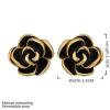 CHE924 Rose Flower Gold Stud Earring, Quality Girl Party Earring Jewelry