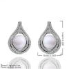 CHE029 Water drop Freshwater pearls Pearl Earring, White Crystal Shinning Earring