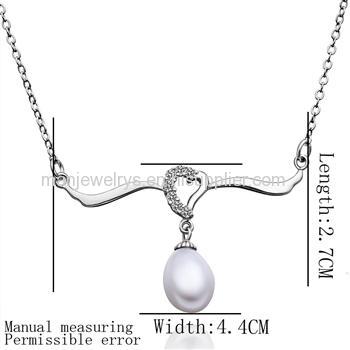 CHN002 Heart Pearl Pendant Necklace, Platinum Crystal Freshwater Pearl Woman Necklace