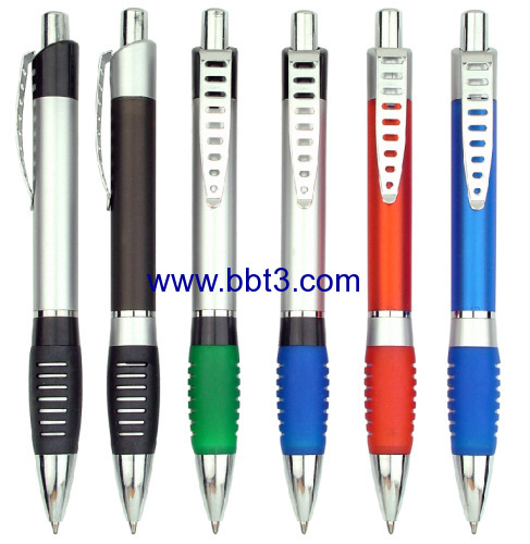 Promotional ballpoint pen with rubber and hole clip