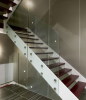 Stainless Steel Straight Stringer Glass Staircase