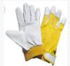 Natural Color Full Pig Skin Leather Gloves with Cotton Spandex Fabric Back