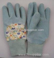 XL Dyed Color Interlock Liner Dipping Childrens Gardening Gloves With Open Back