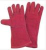 Light Weight Red fully lined Cow Split Leather Work Gloves With Kevlar Yarn Stitched