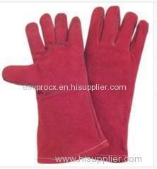 Light Weight Red fully lined Cow Split Leather Work Gloves With Kevlar Yarn Stitched