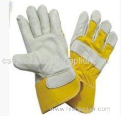 Personalised Cow Split Leather Gloves With rubberized Cuff For Warehousing