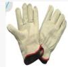 XXL Light Yellow Cow Split Leather Gloves With Wing Thumb For Refuse Collection