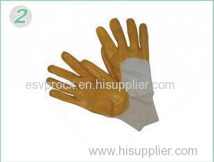 M Leather Cut Resistance Yellow Nitrile Coating Work Gloves For Assembling Parts