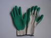 T / C Lining Comfortbale Green Latex Coated Gloves With Uncoated Back