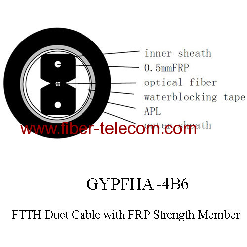 FTTH Duct Cable 4 core with 0.5mm FRP strength member