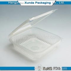 Small plastic food containers with hinged lids