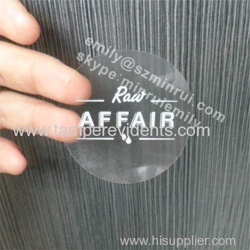 Cutom Round Dia 50mm Clear Stickers With White Printing,Round Transparent Vinyl Labels,Custom Transparent Labels