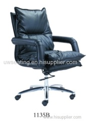 leather black soft pad two layer aluminum executive mid back chair BIFMA test
