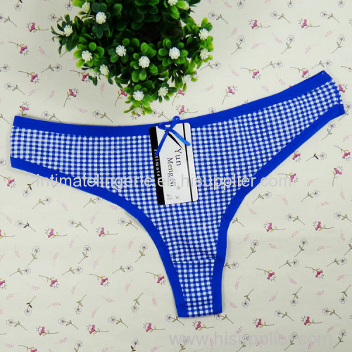 Checked print jeans g-string Komfortable Baumwolle Tanga cotton thong cotton t-back lady undergarment sexy lingerie