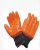 Tear Resistance Red Fluorescent PVC Coated Gloves with Knitting Wrist