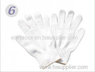 Garden Working White Knitted Bleached Poly / Cotton Gloves