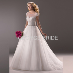 GEORGE BRIDE crystal beaded waist lace and tulle ballgown