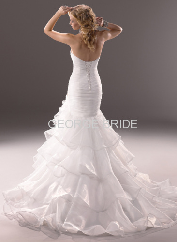 GEORGE BRIDE fashion strapless Organza wedding dress with crystal embellishment at the hip