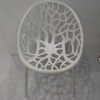 white plastic dining chair with armrest