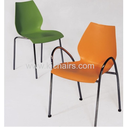 bottle gourd sharp pp plastic chair with chrome frame