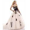 GEORGE BRIDE sweetheart tulle over satin black lace appliquees ball gown detachable belt with handmade flowers