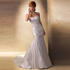 GEORGE BRIDE sweetheart Satin slim A-line asymmetrically draped wedding dress with beaded at waist and hip