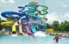 Family Open Spiral Slide Water Park Equipment , Blue Red Green Fiberglass Spiral Water Slide