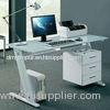 Combinatin Executive Glass And Wood Computer Desk , Contemporary Office Table DX-X3