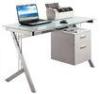 Transparent Black Glass And Wood Computer Desk With File Cabinet DX-8808B