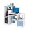 Small Wooden Computer Desk For Home With Cabinet White And Blue DX-1109