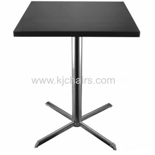 restaurant dining table with stainless steel cross table base