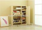 Two Door Shoe Rack Cabinet with Long Cupboard Beige Walnut Color DX-8621B