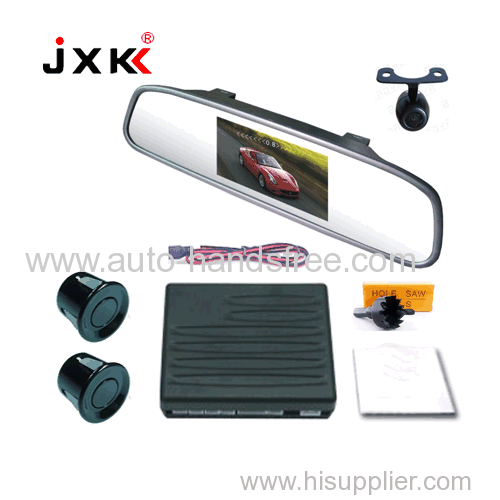 humen voice and buzzer alarm rearview mirror built-in 4.3 inch TFT display car camera view parking sensor system