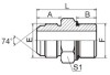 JIC male 74° cone/ metric male adjustable stud end L series ISO 6149-3 Adapter