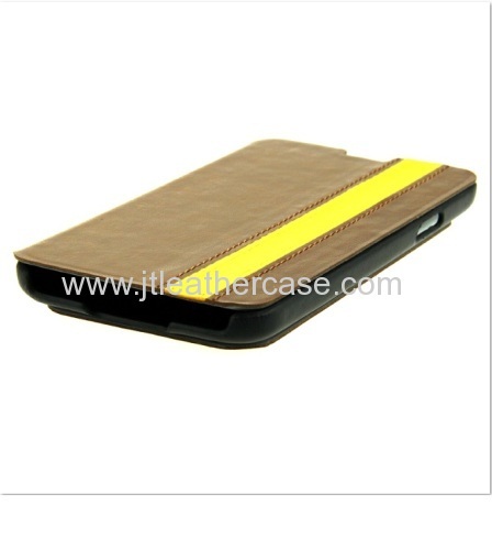 Bright yellow line folio PU Leather Case for Sumsung Galaxy s5 Cover