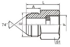 JIC male 74°cone/ BSP pressure gauge connector with sealing ring DKI