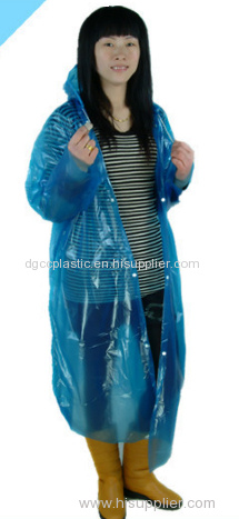 PE thickend 4 button raincoat with cap cord