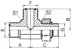 OEM ORFS male o-ring/ SAE o-ring boss s-series ISO 11926-2 run Tee