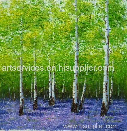 White Birch forest landscape art canvas