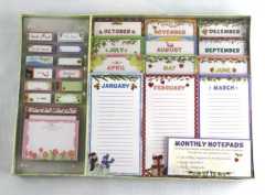 monthly notepads with self-adhesive stickers