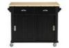 Solid Rubber Wood Black Spoon / Bowl Storage Cart For Kitchen