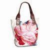 Colorful Flower Trendy Ladies Leather Handbags Zipper Casual Tote Bag For Girls