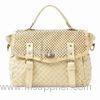 Brown Crocheted Hand Bags Messenger Bag With Rivets & Diamonds
