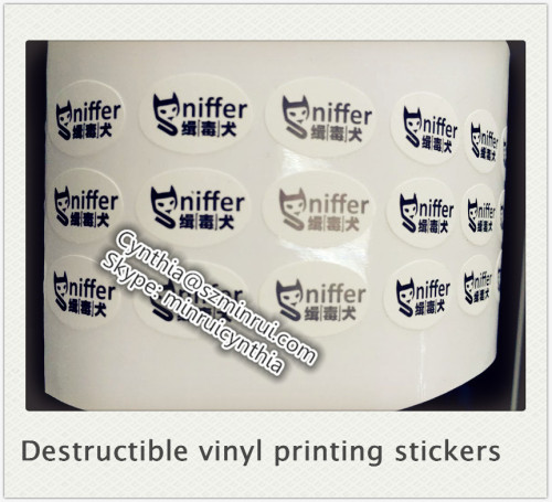 Destructible vinyl printing anti-counterfeit Tamper Proof Seal stickers