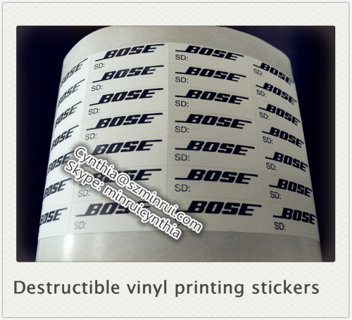 Destructible vinyl printing anti-counterfeit Tamper Proof Seal stickers